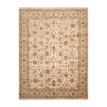 8x10 Ivory, Tan Hand Knotted Persian Wool and Silk Agra Traditional Oriental Area Rug - Oriental Rug Of Houston