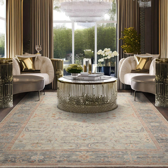 9x12 Aqua, Beige Hand Knotted Afghan 100% Wool Traditional Oriental Area Rug