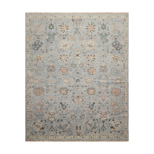 8'x10' Hand Knotted Muted Turkish Oushak 100% Wool Traditional Oriental Area Rug Slate, Blue Color - Oriental Rug Of Houston