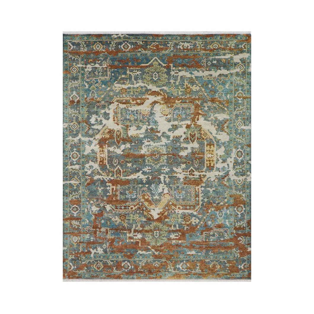 7' 10''x10' 1'' Hand Knotted LoomBloom Muted Turkish Oushak 100% Wool Transitional Oriental Area Rug Beige, Rust Color - Oriental Rug Of Houston