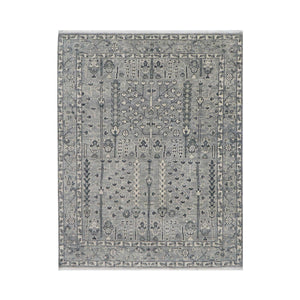 8'x10' 2'' Hand Knotted LoomBloom Muted Turkish Oushak 100% Wool Transitional Oriental Area Rug Tone On Tone Gray Color - Oriental Rug Of Houston