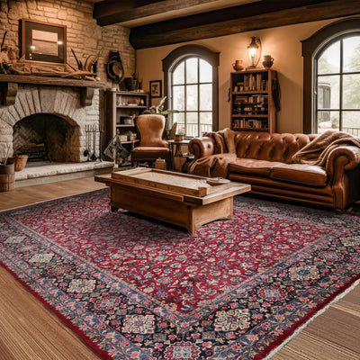 13' x18' 8'' Burgundy Navy Ivory Color Hand Knotted Persian 100% Wool Traditional Oriental Rug