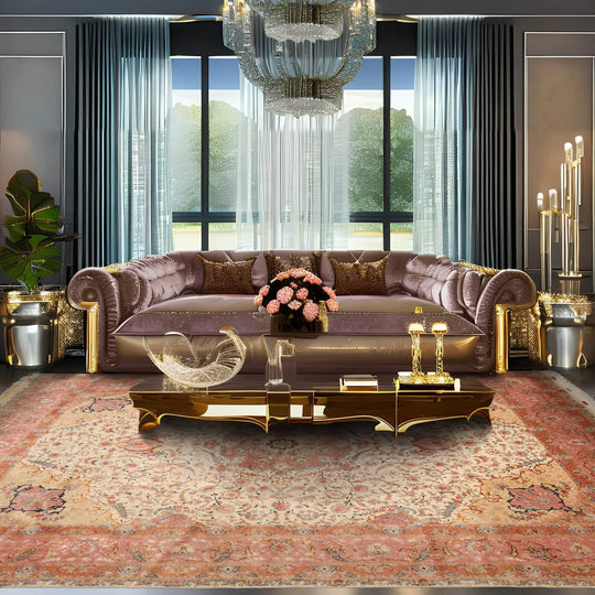 10x14 Hand Knotted Persian Wool and Silk Traditional Tabriz Master Weaver 350 KPSI Oriental Area Rug Ivory,Blush Color