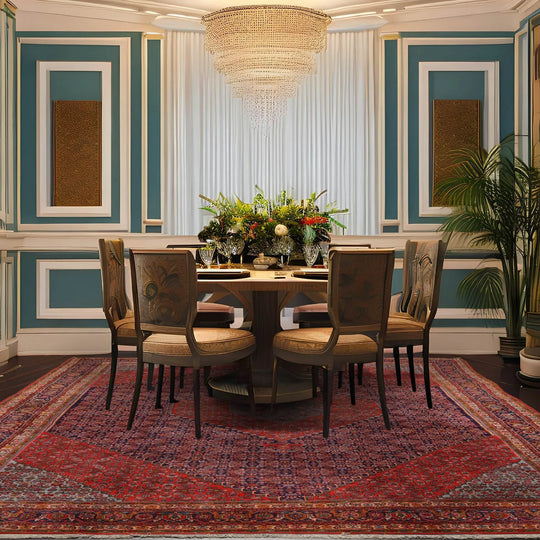 10x14 Hand Knotted 100% Wool Vintage Bidjar Traditional Oriental Area Rug Navy, Orange Color