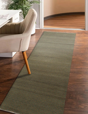 3' x10'  Green Gold Orange Color Hand Knotted Tibetan 100% Wool Modern & Contemporary Oriental Rug