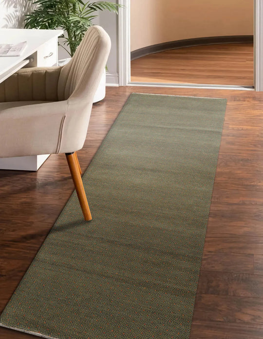 3' x10' Hand Knotted Tibetan 100% Wool Michaelian & Kohlberg Modern & Contemporary Oriental Area Rug Green, Gold Color Runner