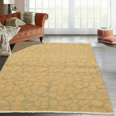 2' 7''x3' 6'' Gold Mint Color Hand Knotted Tibetan 100% Wool Transitional Oriental Rug