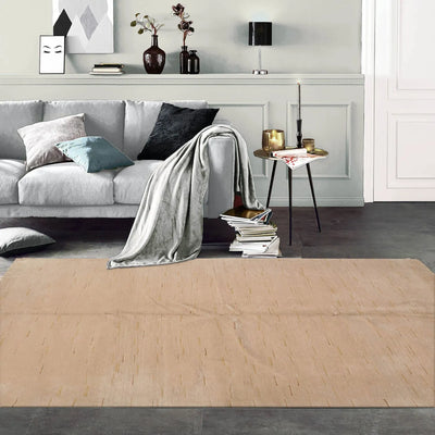 5' 1''x6' 11'' Beige Tan Color Hand Knotted Tibetan Wool and Silk Modern & Contemporary Oriental Rug
