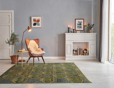 5' x7'  Blue Green Gold Color Hand Knotted Tibetan 100% Wool Traditional Oriental Rug