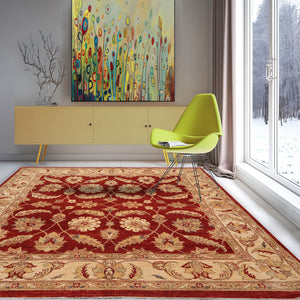 7' x7' 7'' Rust Beige Brown Color Hand Knotted Persian 100% Wool Traditional Oriental Rug