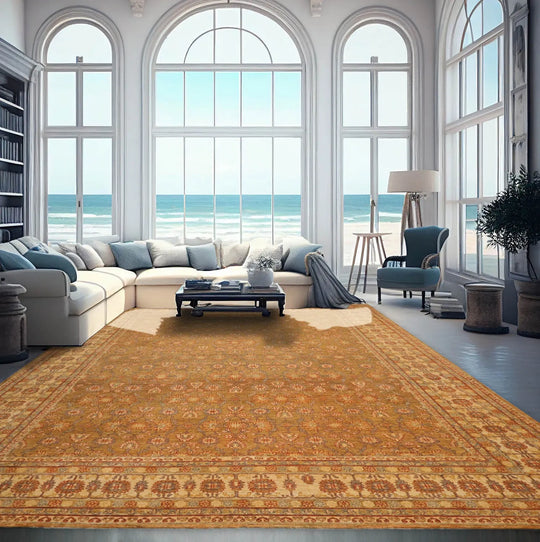 10'1''x13'1'' Beige Hand Knotted 100% Wool Chobi Peshawar Traditional Oriental Area Rug mossy