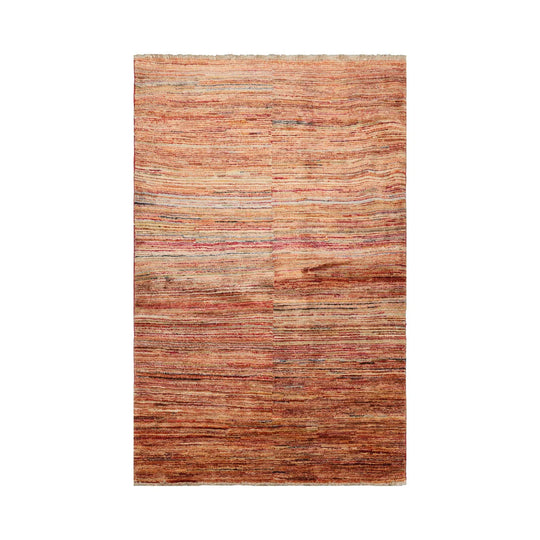 4'x6'4'' Beige, Rust Hand Knotted 100% Wool Peshawar Modern & Contemporary Oriental Area Rug