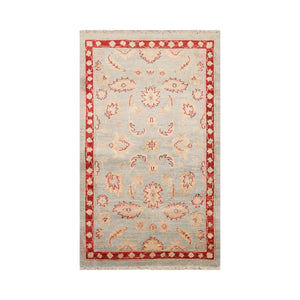 2' 10''x4' 10'' powder Blue Rust Beige Color Hand Knotted Persian 100% Wool Traditional Oriental Rug