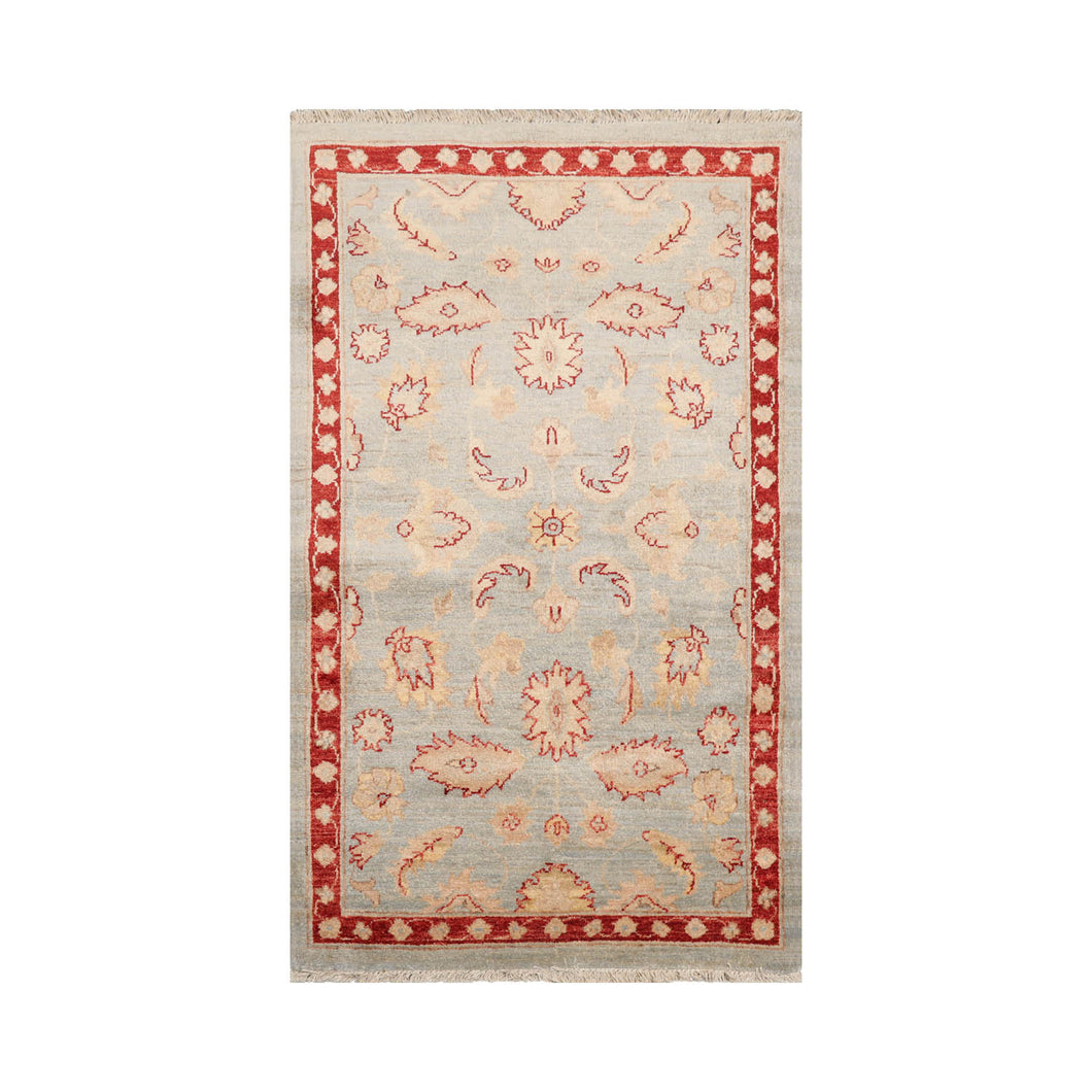 2' 10''x4' 10'' powder Blue Rust Beige Color Hand Knotted Persian 100% Wool Traditional Oriental Rug