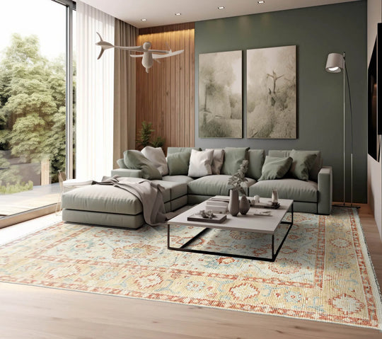 9x12 LoomBloom Beige Hand Knotted 100% Wool Traditional Oriental Area Rug