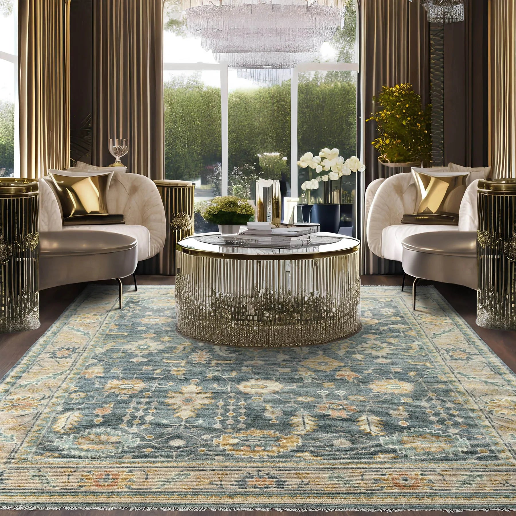 9x12 LoomBloom Blue Hand Knotted 100% Wool Traditional Oriental Area Rug