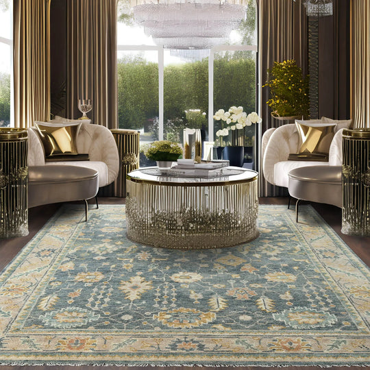 9x12 LoomBloom Blue Hand Knotted 100% Wool Traditional Oriental Area Rug