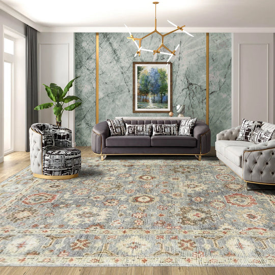 9x12 LoomBloom Gray, Moss Hand Knotted 100% Wool Traditional Oriental Area Rug