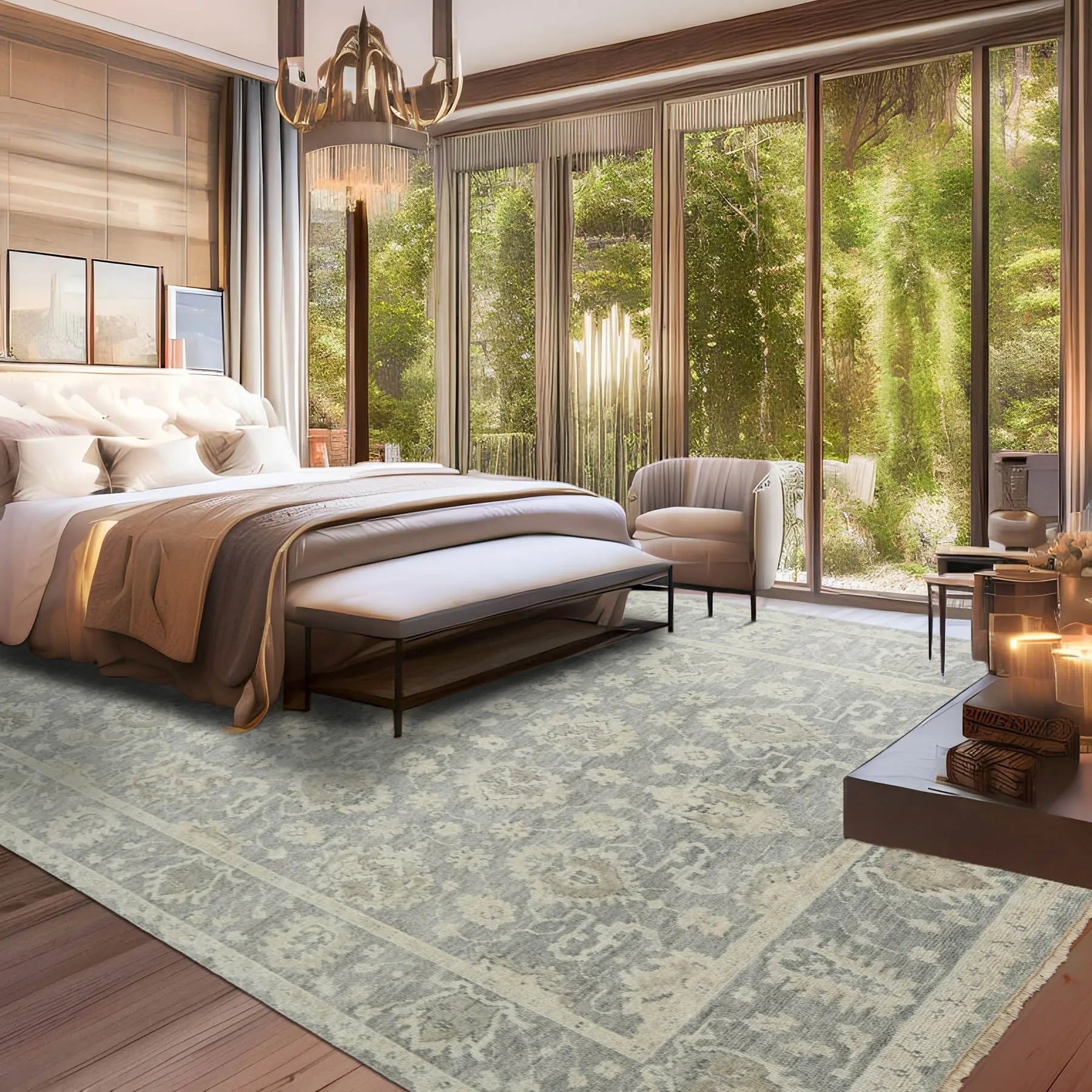 LoomBloom Multi Size Gray & Beige Hand Knotted 100% Wool Turkish Oushak Traditional Oriental Area Rug