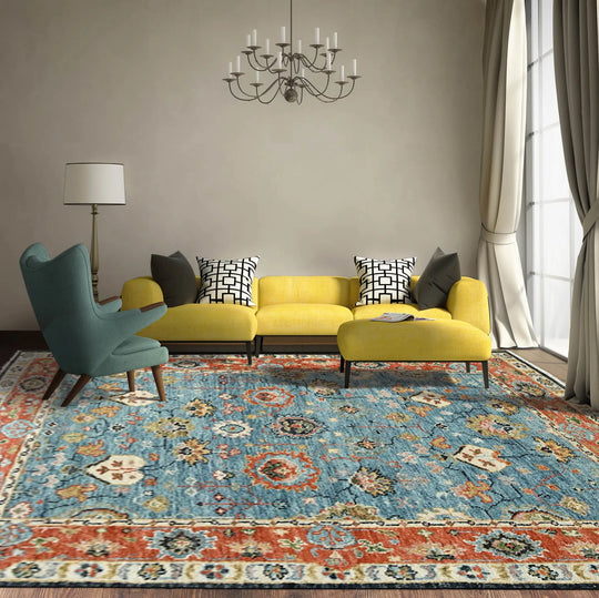 8x10 LoomBloom Midnight Blue Hand Knotted 100% Wool Turkish Oushak Traditional Oriental Area Rug