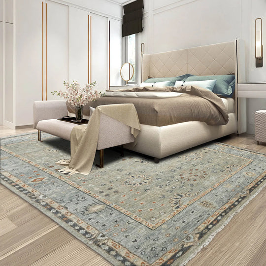 9x12 LoomBloom Moss, Gray Color Hand Knotted 100% Wool Turkish Oushak Traditional Oriental Area Rug