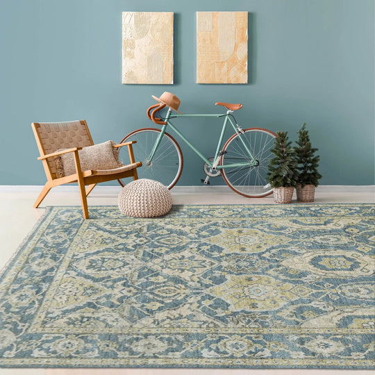 8x10 LoomBloom Aqua Hand Knotted 100% Wool Turkish Oushak Traditional Oriental Area Rug