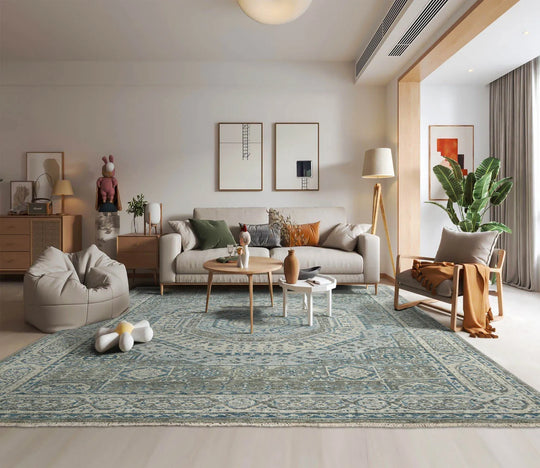 Multi Size Gray, Beige Hand Knotted 100% Wool Turkish Oushak Traditional Oriental Area Rug