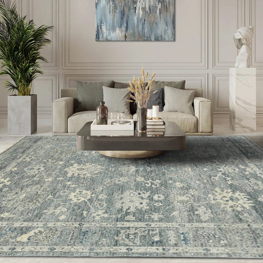 9x12 LoomBloom Gray Hand Knotted 100% Wool Turkish Oushak Traditional Oriental Area Rug