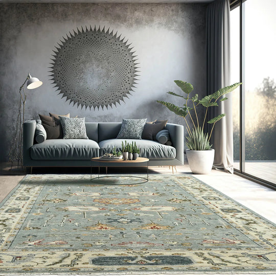 Multi Size Gray, Beige Hand Knotted Persian 100% Wool Turkish Oushak Traditional Oriental Area Rug