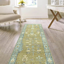 2' 6''x8'  Gold Light Blue Color Hand Knotted Persian 100% Wool Traditional Oriental Rug