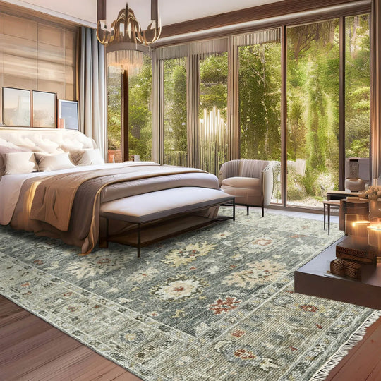 Multi Size Gray, Beige Hand Knotted 100% Wool Turkish Oushak Traditional Oriental Area Rug