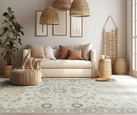 8x10 LoomBloom Beige Hand Knotted 100% Wool Turkish Oushak Arts & Crafts Oriental Area Rug