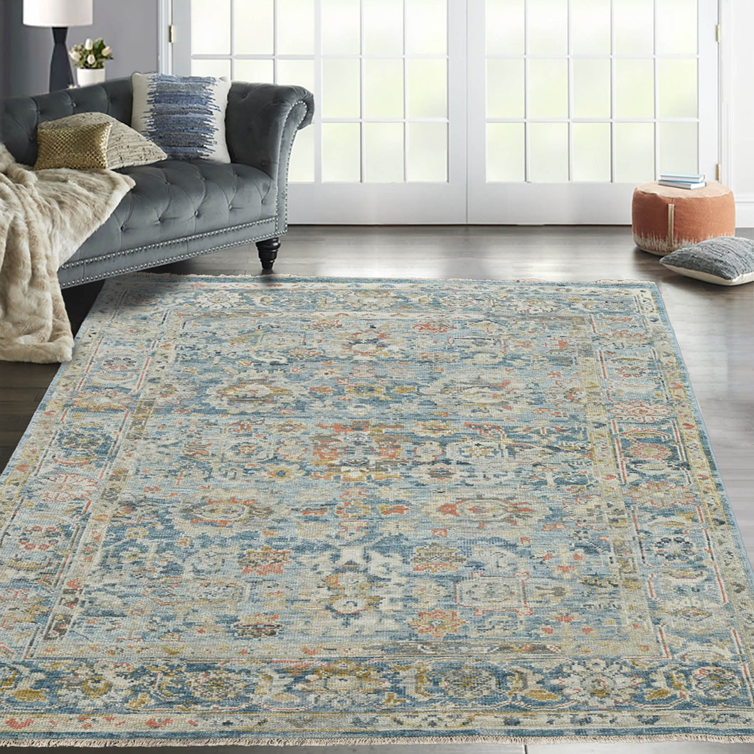 7' 9''x9' 10'' Light Blue Color Hand Knotted Persian 100% Wool Traditional Oriental Rug