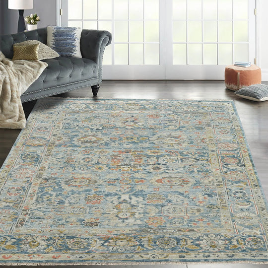 8x10 LoomBloom Aqua Hand Knotted 100% Wool Traditional Oriental Area Rug