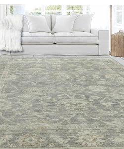11' 6''x15' 2'' Gray Beige Color Hand Knotted Persian 100% Wool Traditional Oriental Rug