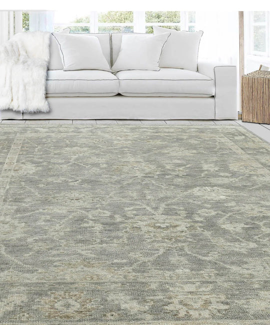 Multi Size Gray, Beige Hand Knotted 100% Wool Turkish Oushak Traditional Oriental Area Rug