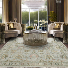 7' 9''x9' 10'' Gray Beige Brown Color Hand Knotted Indo Oushak  100% Wool Traditional Oriental Rug