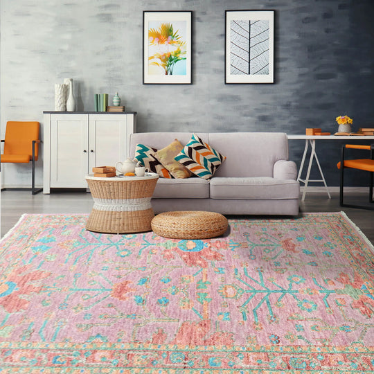 5x7 Pink LoomBloom Hand Knotted Arts & Crafts Oushak 100% Wool Oriental Area Rug