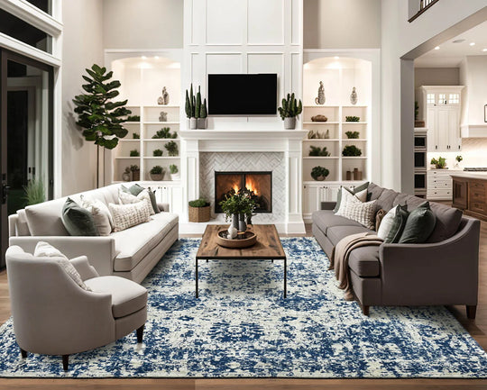 Multi Size Gray, Blue Hand Knotted 100% Wool Transitional Oriental Area Rug