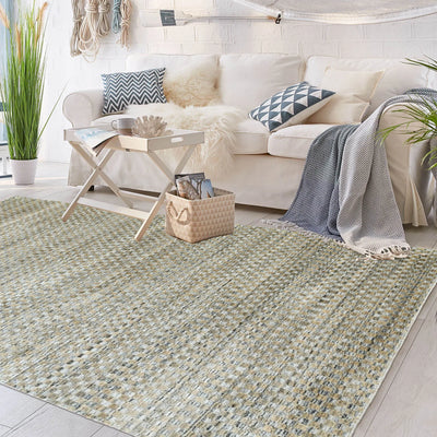 5' 8''x8' 1'' Gray Light Gold Color Hand Knotted Tibetan 100% Wool Modern & Contemporary Oriental Rug