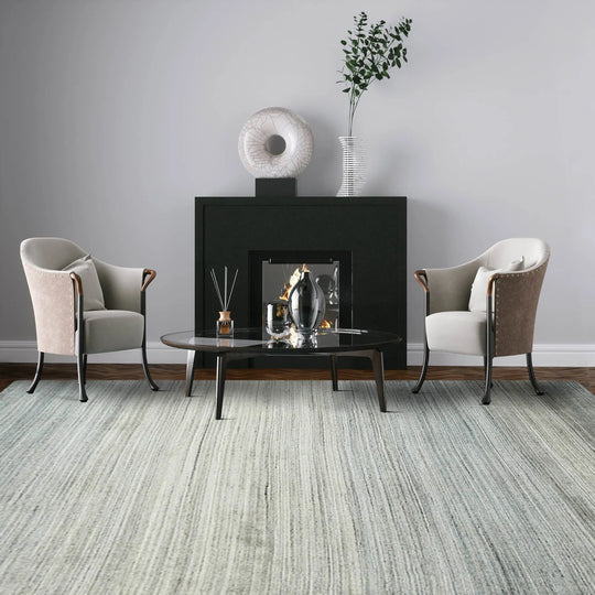 Multi Size Tone On Tone Gray LoomBloom Hand Knotted Modern & Contemporary Textured Tibetan 100% Wool Oriental Area Rug