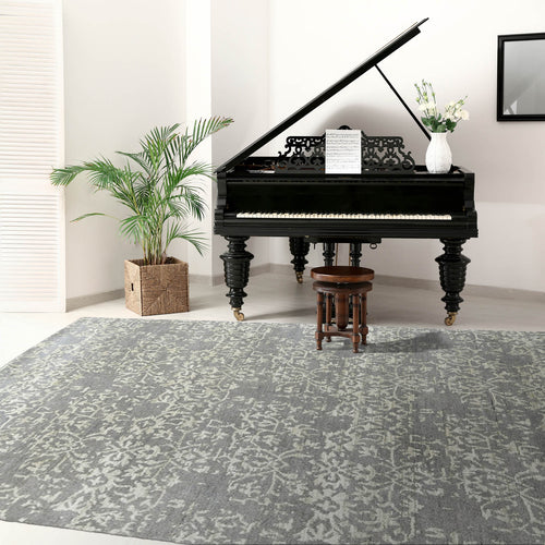 5' 4''x7' 5'' Gray Moss Color Hand Knotted Tibetan 100% Wool Transitional Oriental Rug
