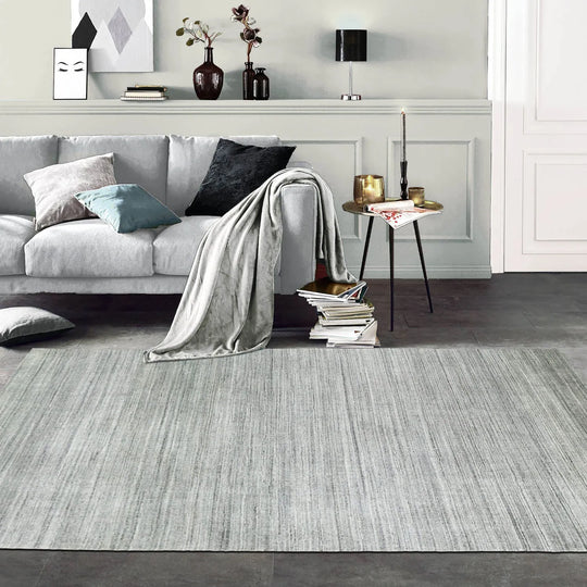 Multi Size Tone on Tone Gray Hand Knotted Tibetan Omre 100% Wool Modern & Contemporary Oriental Area Rug