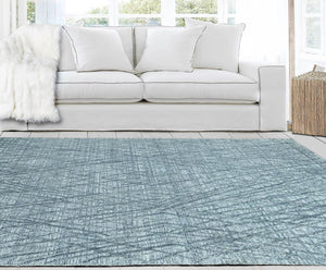 4' 1''x6' 1'' Blue Gray Color Hand Knotted Tibetan 100% Wool Modern & Contemporary Oriental Rug