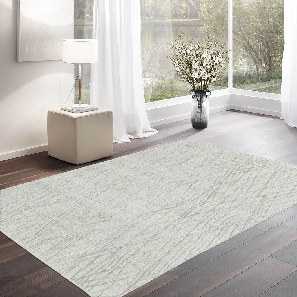 Toen Rug 4x6 Tone On Tone Gray Hand Knotted 100% Wool Tibetan Area Rug ...