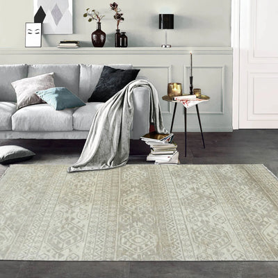 5' 9''x8' 4'' Beige Gray Color Hand Knotted Indo Oushak  100% Wool Southwestern Oriental Rug
