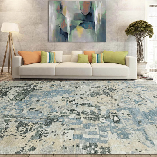 8x10 Gray LoomBloom Hand Knotted Modern Abstract Tibetan 100% Wool Oriental Area Rug