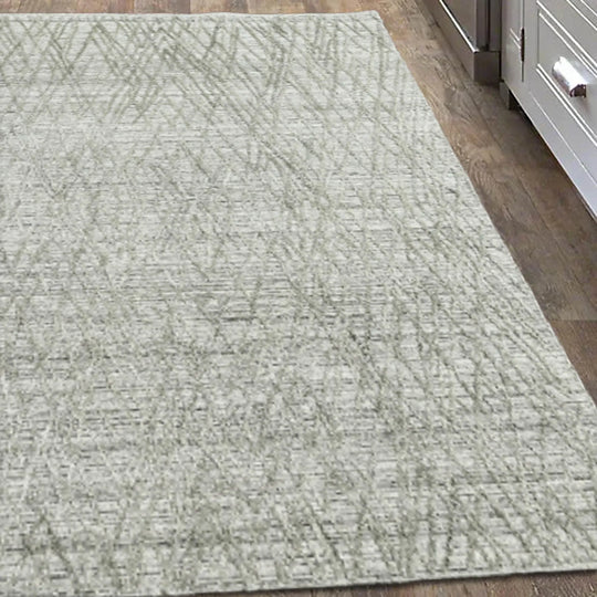 4x6 Gray, Beige Hand Made Loop n Cut Pile 100% Wool Modern & Contemporary Oriental Area Rug