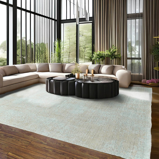 8x10 Blue, Gray Hand Knotted 100% Wool Transitional Oriental Area Rug