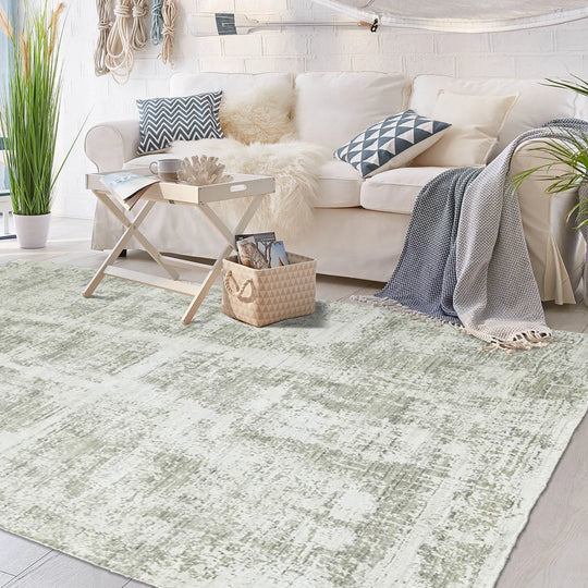Multi Size Ivory, Gray Color Hand Knotted 100% Wool Modern & Contemporary Oriental Area Rug